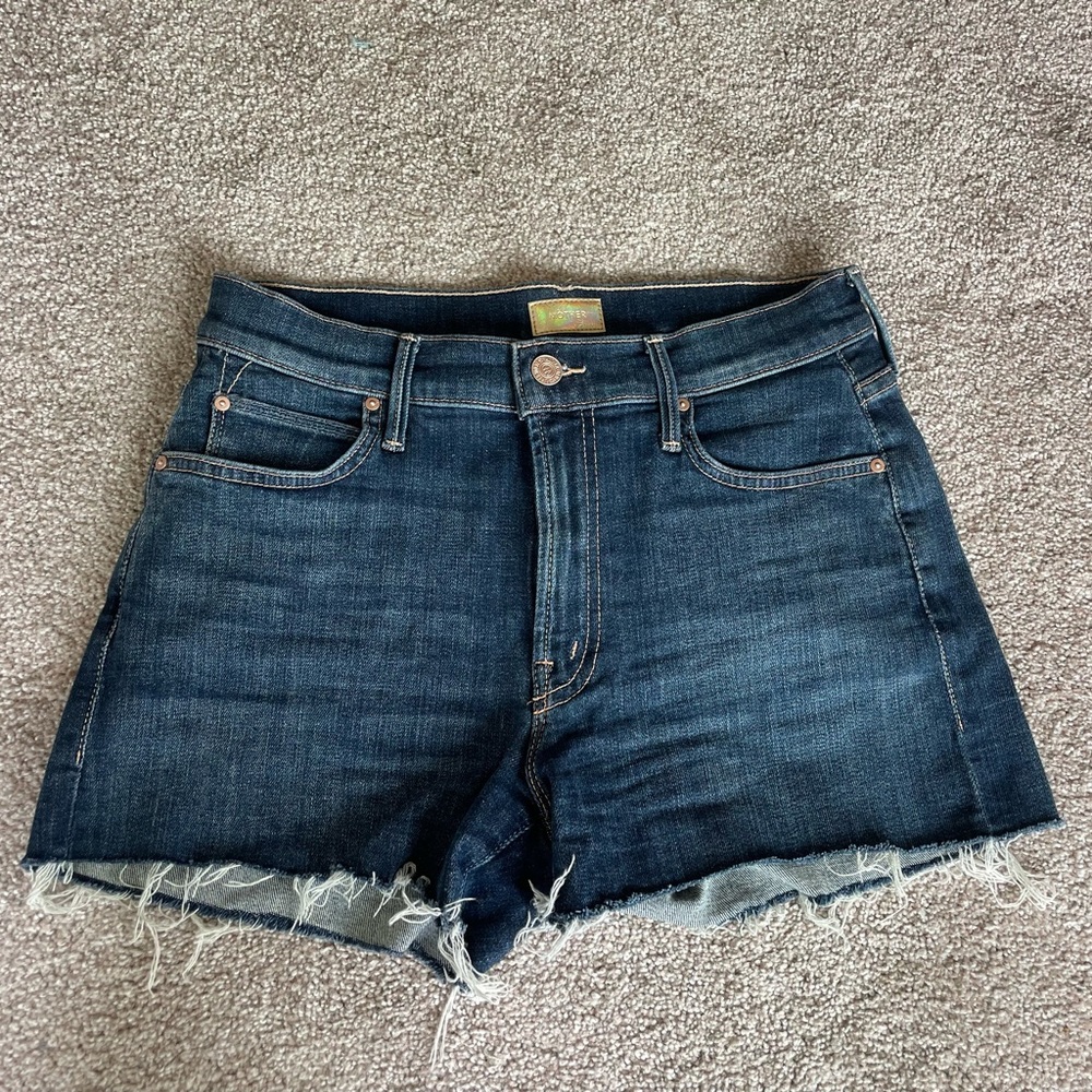 MOTHER Frayed Blue Jean Shorts - The Charmer Fray Short - Size 26